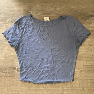Dusty Blue ribbed crop top size Small